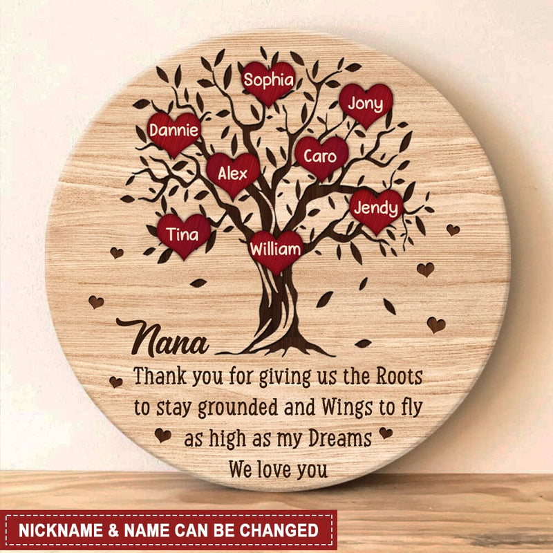 Discover Nana- Mom, Thanks For Giving Us The Roots And Wings, Meaningful Mother's Day Gift Personalized Wood Sign