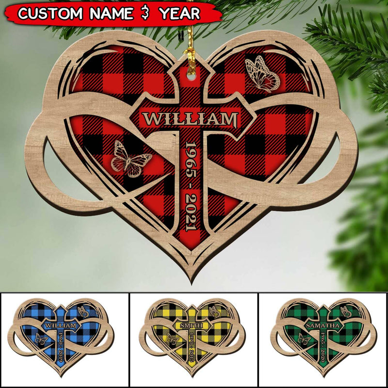 Discover Personalized Memorial Christmas Heart Wood Custom Shape Ornament