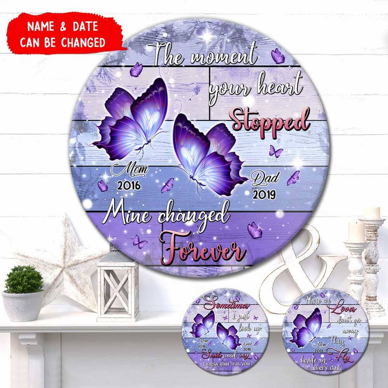 Discover Personalized Name and Year The Moment Your Heart Stopped Mine Changed Forever Woodsign