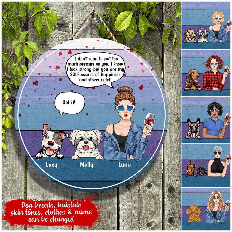 Discover Personalized Dog and Girl You Are My Sole Source Of Happiness Circle Woodsign