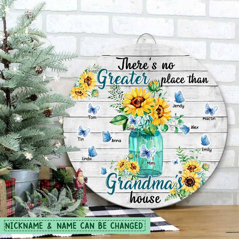 Personalized There's no greater place than Grandma's house Circle Wood Sign