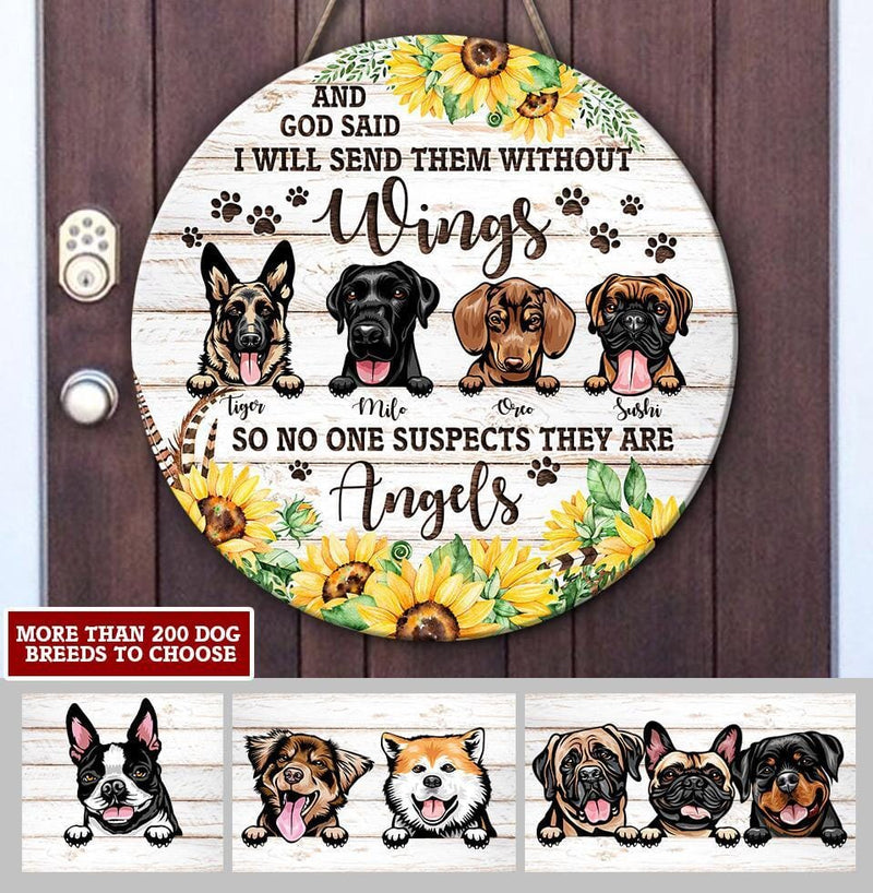 Personalized Dog They Are Angels Without Wings Wood Sign