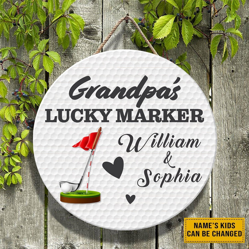 Discover Grandpa'S Lucky Marker Personalized T-Shirt Wood Sign