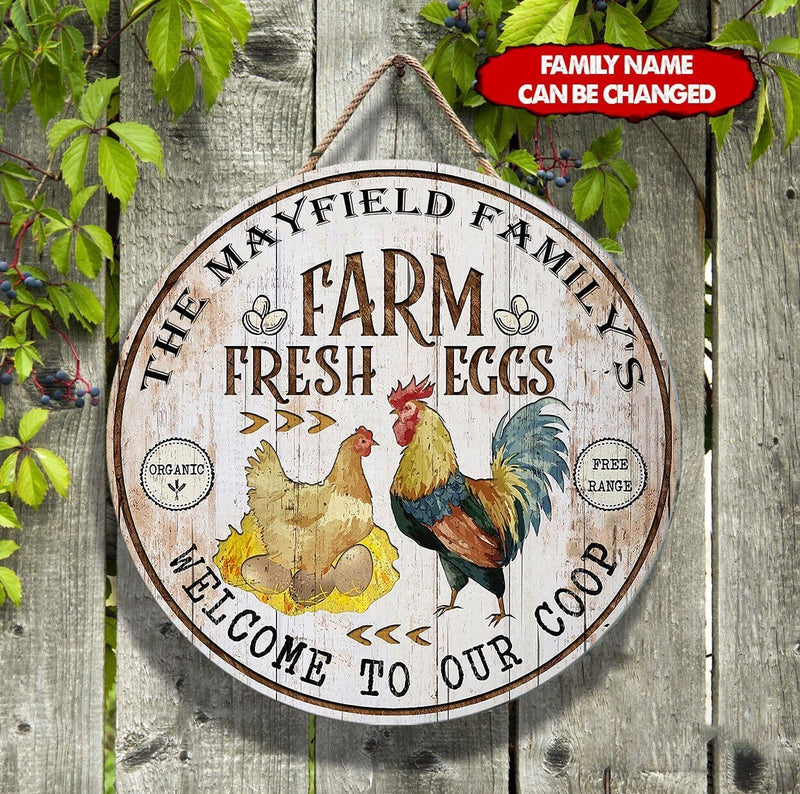 Discover Welcome To Our Coop Personalized Wood Sign