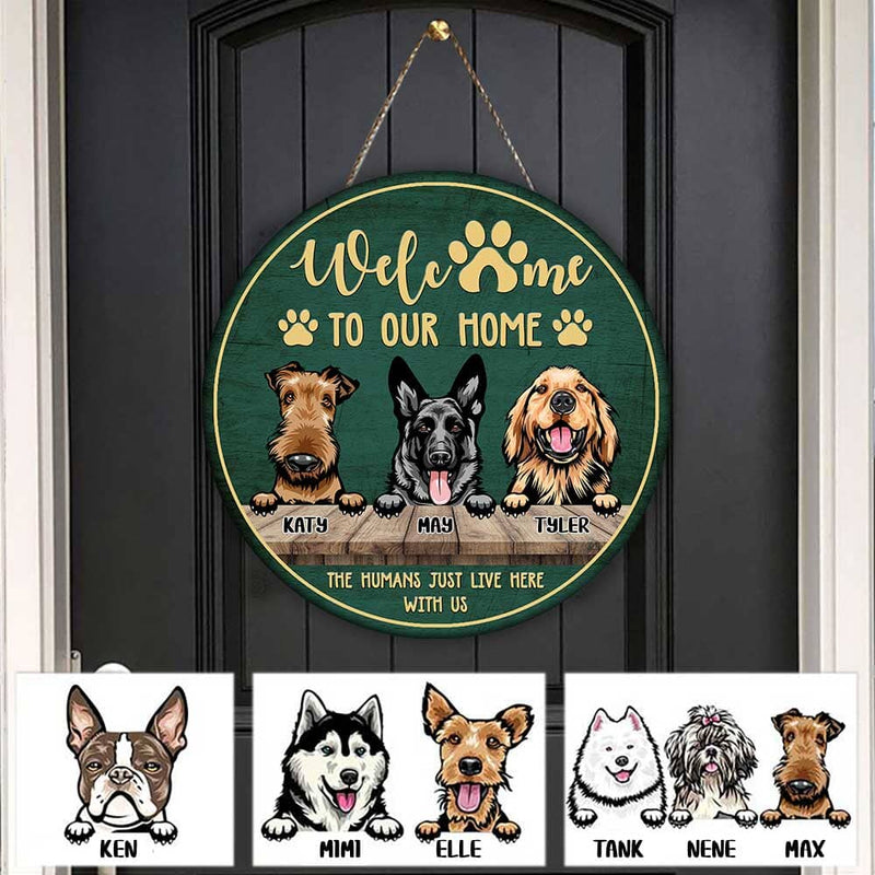 Discover Welcome To Our Home Personalized Dogs Wood Sign