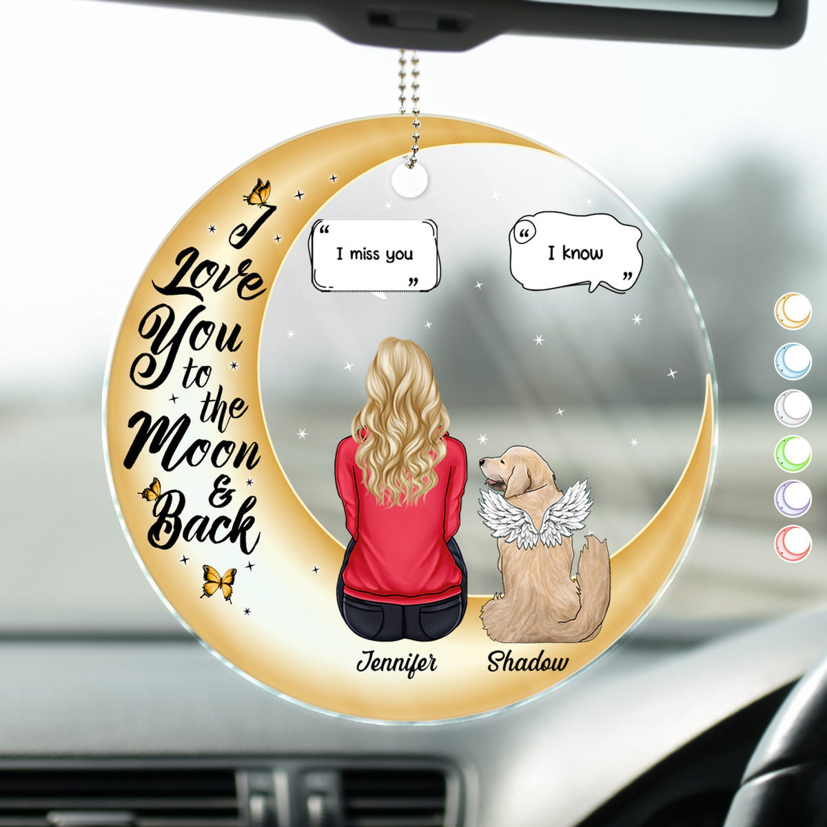 Discover I Love You To The Moon And Back Memorial Gift For Pet Lovers Personalized Acrylic Car Hanger