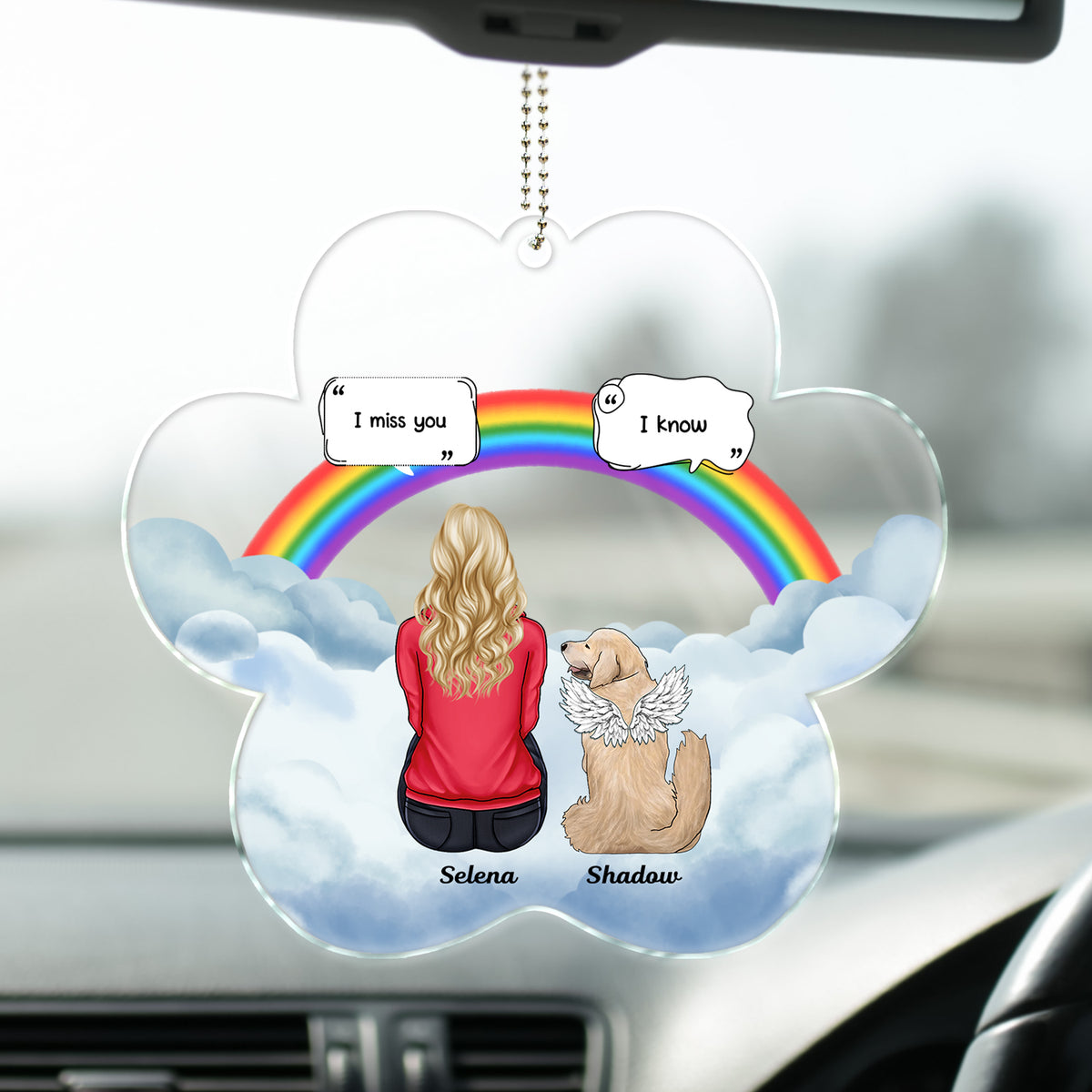 Discover I Miss You - Memorial Gift For Pet Lovers - Personalized Acrylic Car Hanger