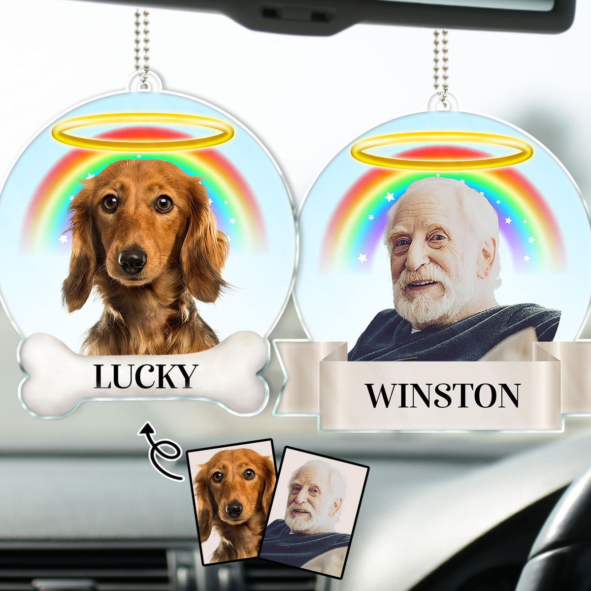 Discover Custom Photo Family Pet Missing - Memorial Gift For Pet Lovers - Personalized Acrylic Car Hanger
