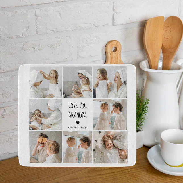 Discover Modern Collage Photo Love You Grandpa Best Gift Cutting Board