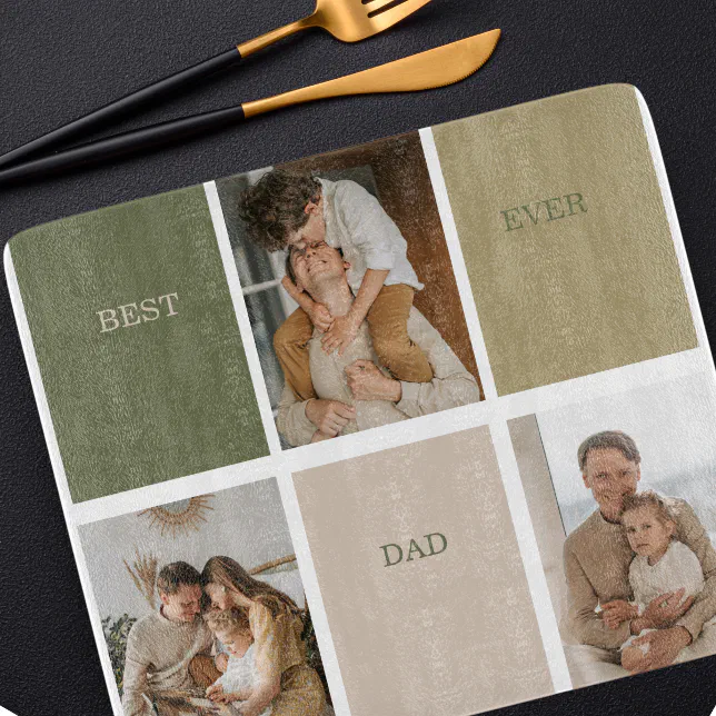 Discover Collage Photo Modern Best Dad Ever Gift Cutting Board
