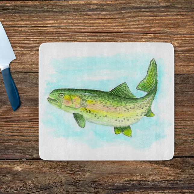 Discover Watercolor Trout Cutting Board