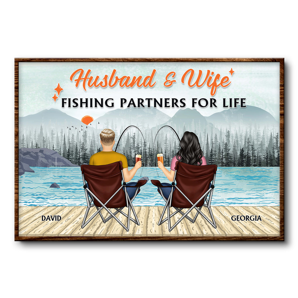 Discover Fishing Partners For Life - Gift For Fishing Couple - Personalized Custom Poster