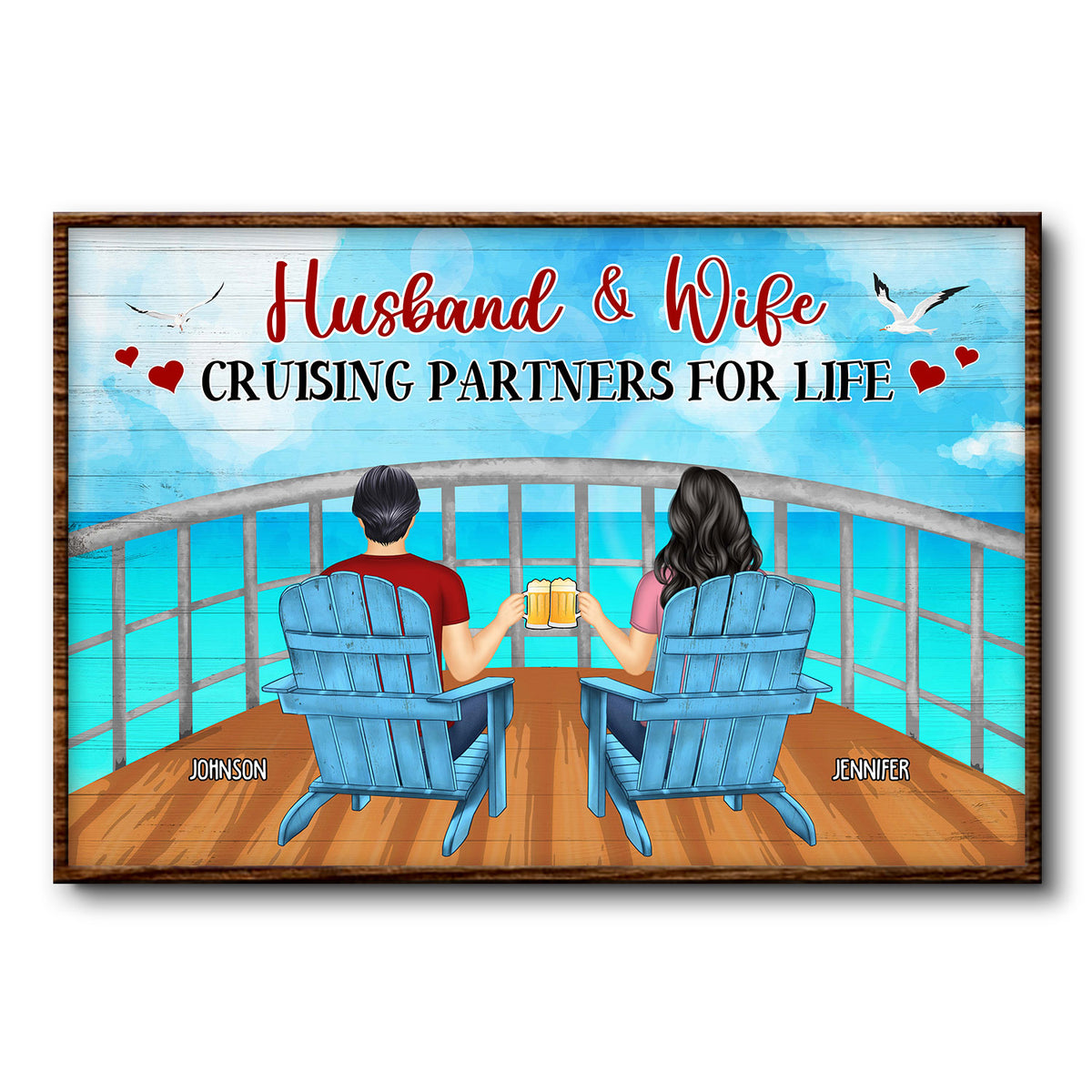 Discover Husband & Wife Cruising Partners For Life - Gift For Couples - Personalized Custom Poster