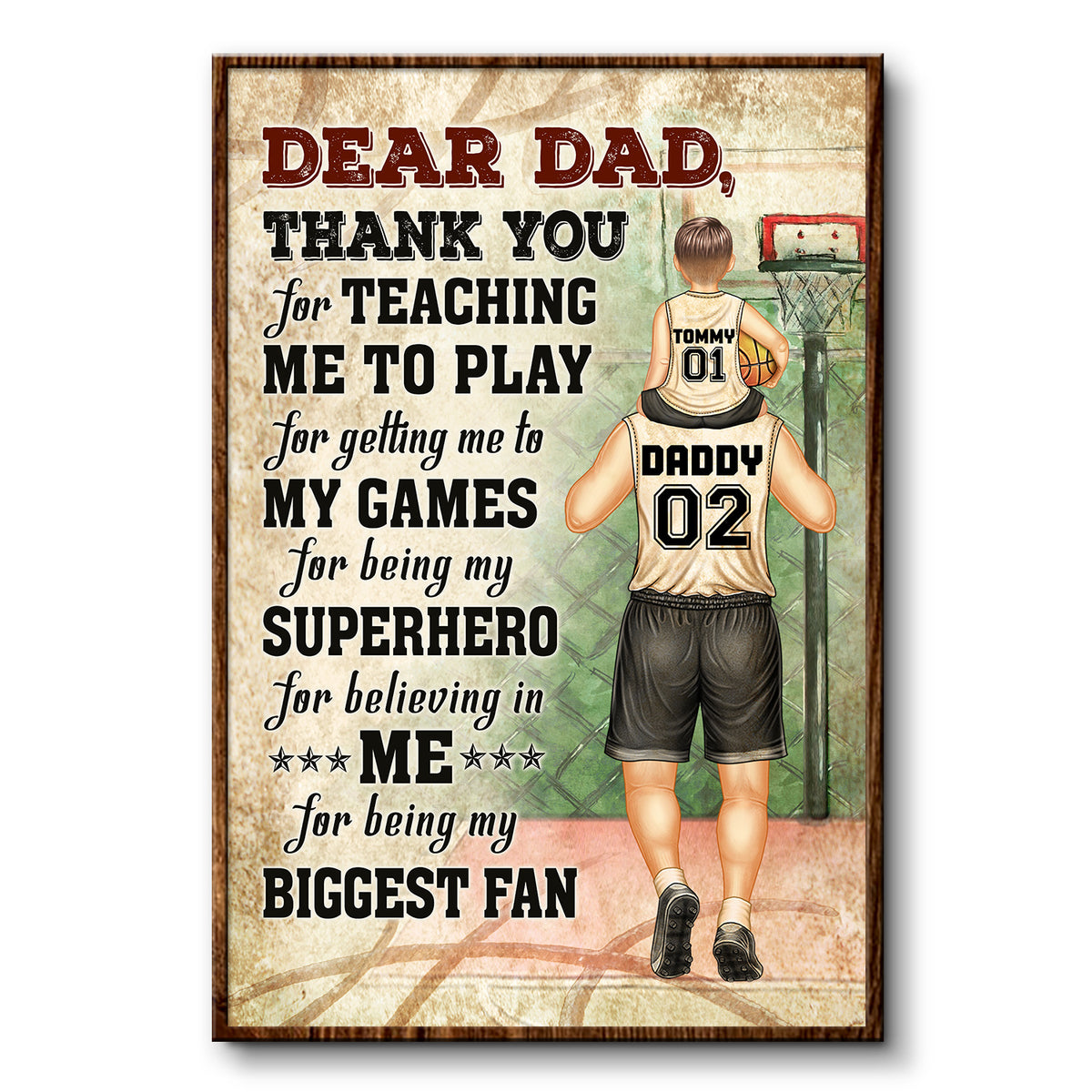 Discover Dear Dad Thank You For Teaching Me - Gift For Basketball Fans - Personalized Custom Poster