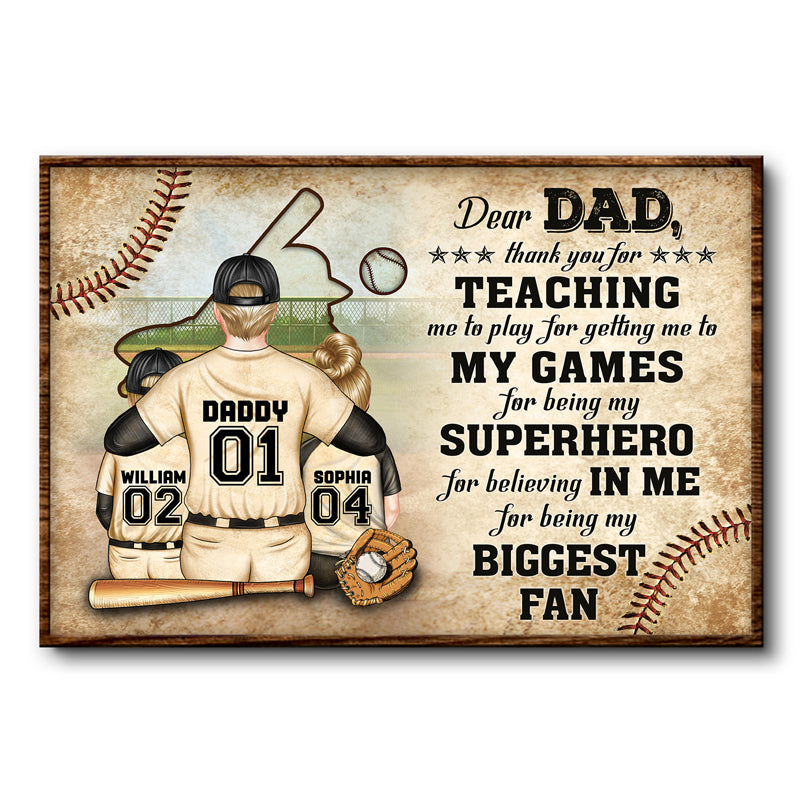 Discover Baseball Dear Dad Thank You For Teaching Me - Father Gift - Personalized Custom Poster