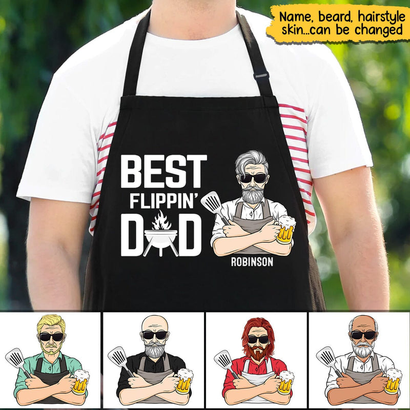 Discover Happy Father's Day Personalized Best Flippin' Dad Gift Apron