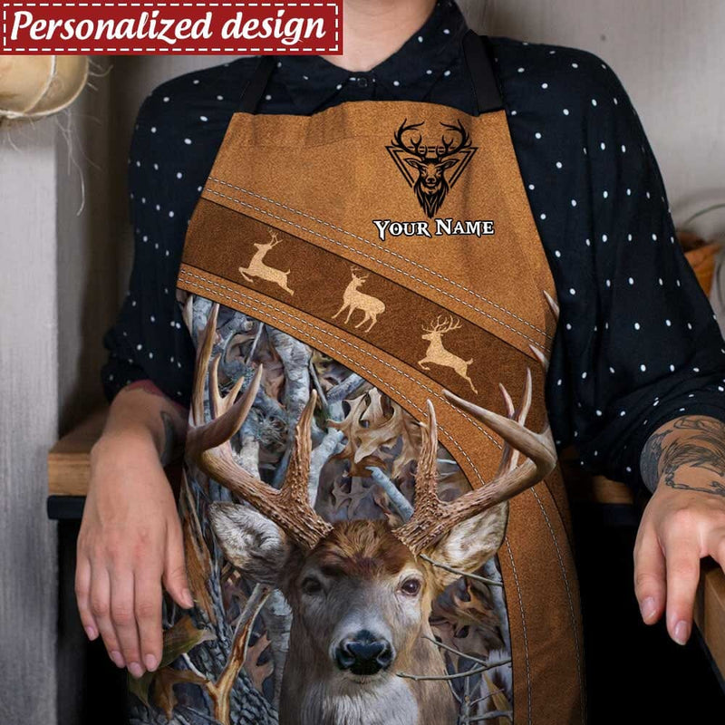 Discover Deer Hunting Leather Pattern Personalized Apron