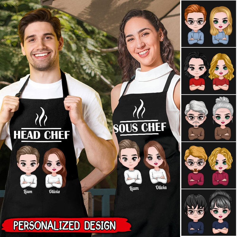 Discover Personalized Head Chef Sous Chef Couple Apron