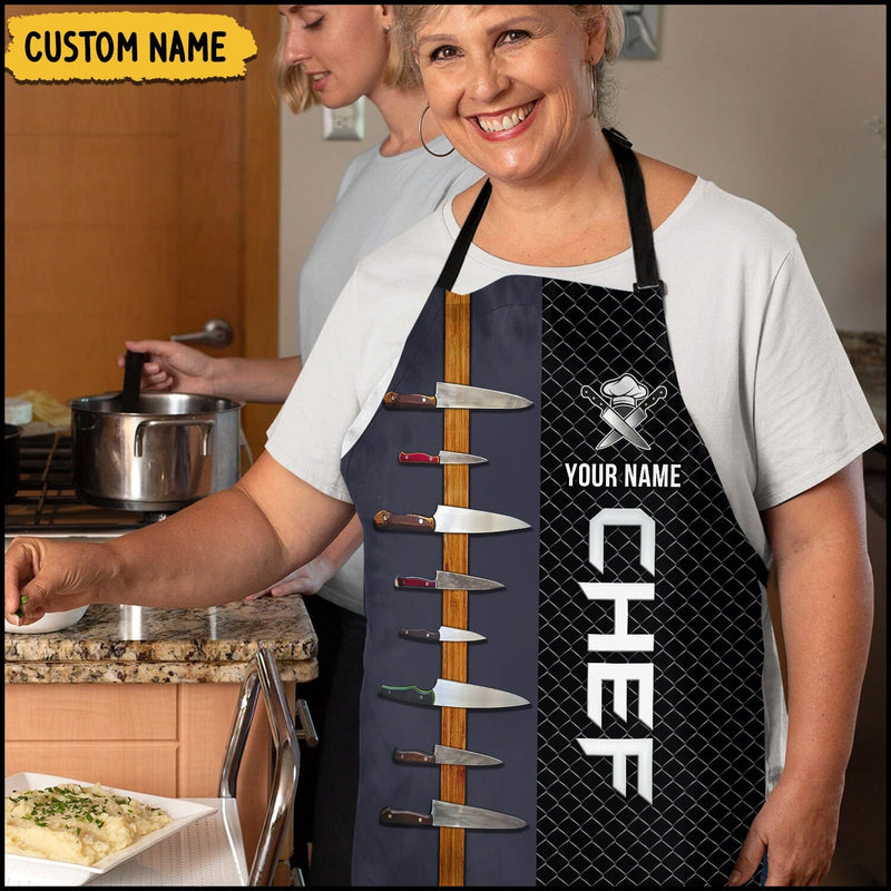 Discover Chef Knifes Personalized Name Apron