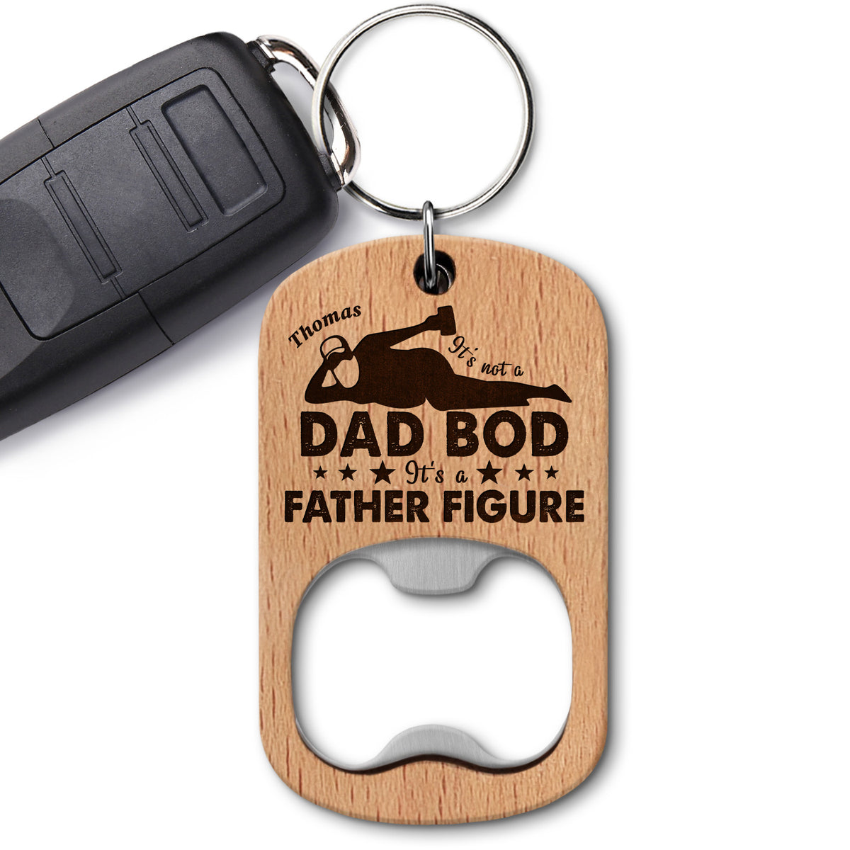 Discover It's Not A Dad Bod - Gift For Father, Daddy, Papa, Uncle - Personalized Bottle Opener Keychain