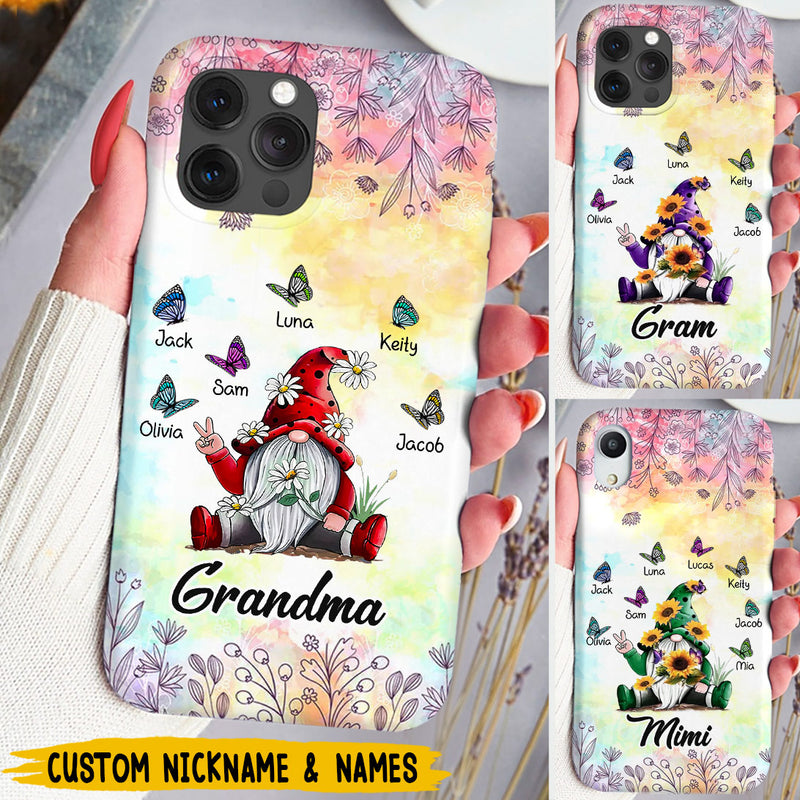 Discover Flower Gnome Grandma With Butterfly Grandkids Personalized Phone case
