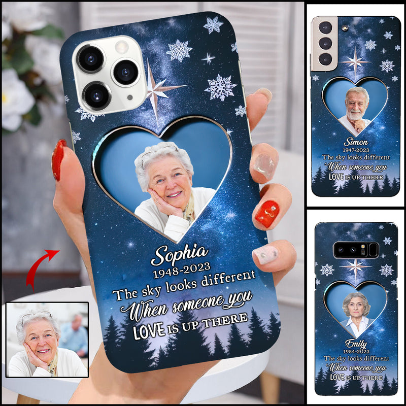 Discover The Sky Looks Different When Someone You Love Is Up There - Personalized Photo Memorial Phone Case