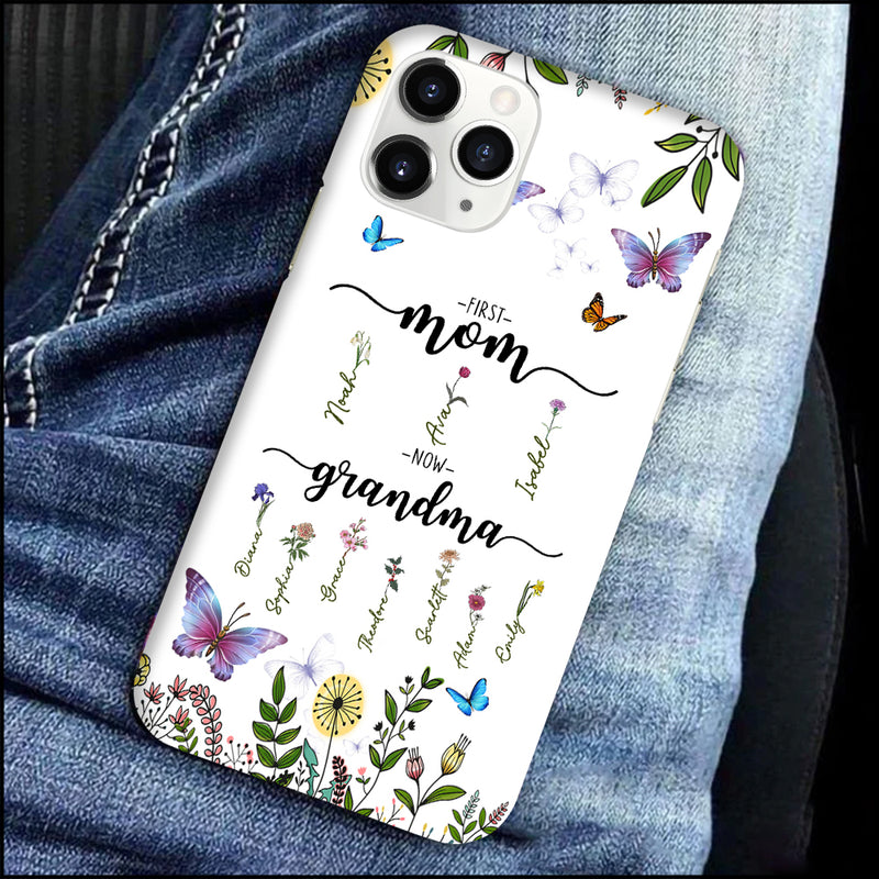 Discover First Mom Now Grandma Nana Mom Kids Flower Personalized Phone case