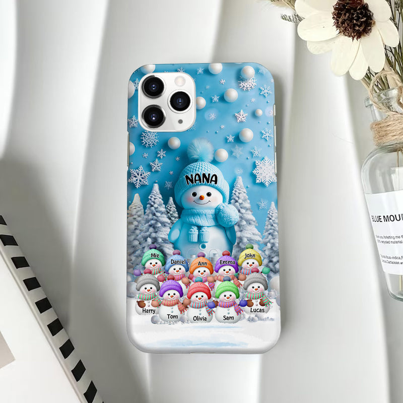 Discover Christmas Blue Vibe Snowman Grandma Mom Colorful Kids Personalized Phone case