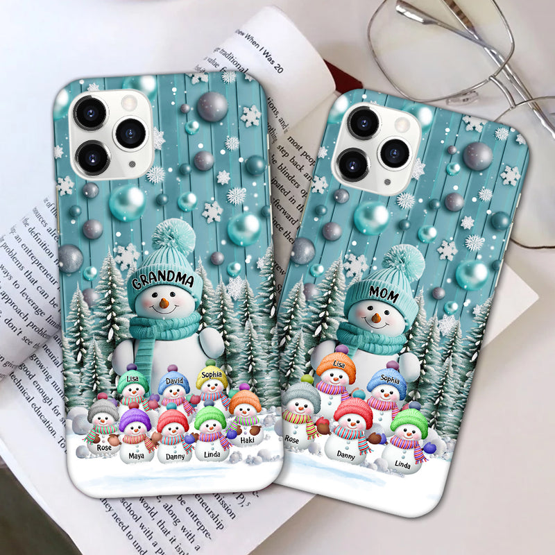 Discover Colorful Christmas Blue Vibe Snowman Grandma Mom Kids Personalized Phone case