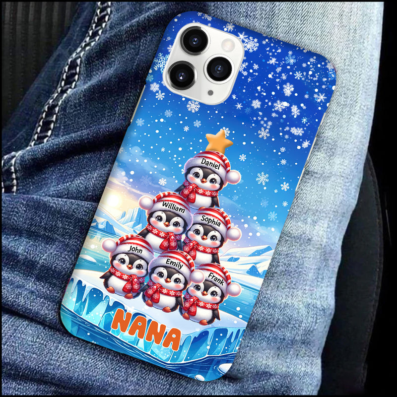 Discover Little Penguins Christmas Winter Scene Nickname Grandma Personalized Phone case