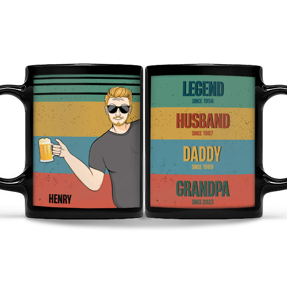 Family Legend Husband Dad Grandpa Custom Gift For Father Personalized Custom Black Mug