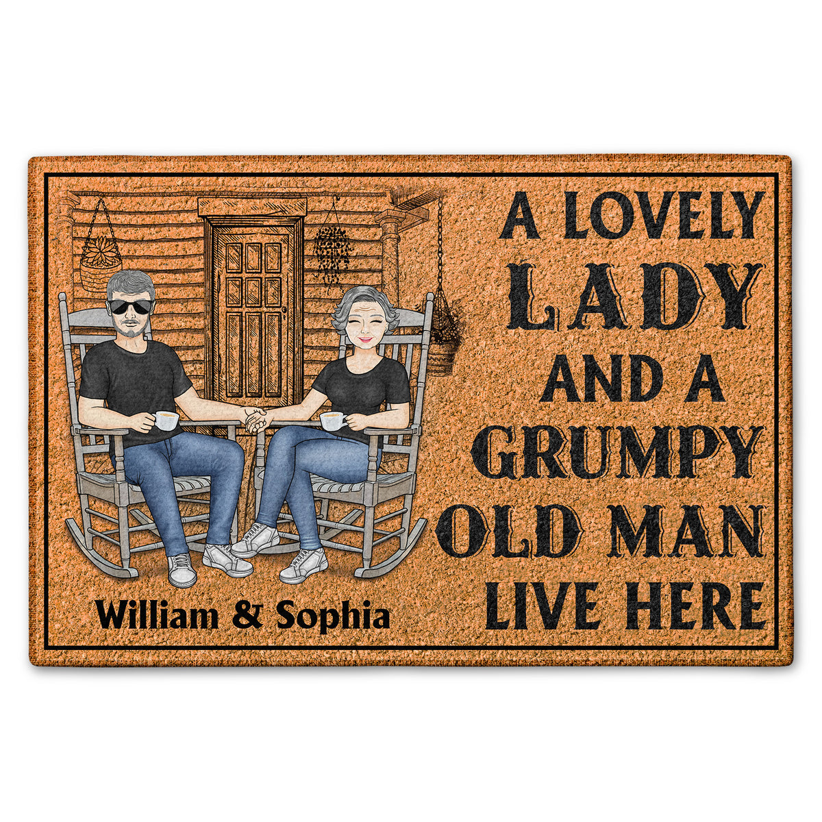 A Lovely Lady And A Grumpy Old Man Live Here Custom Couple Gift Personalized Doormat