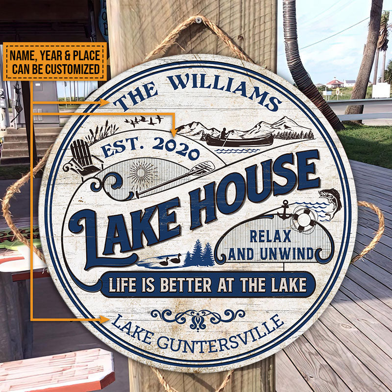 Lake House Life Is Better At The Lake Custom Personalized Wood Door Sign