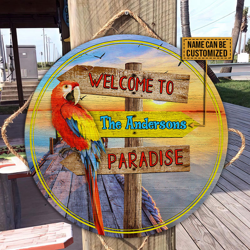 Lake House Paradise Custom Personalized Wood Door Sign