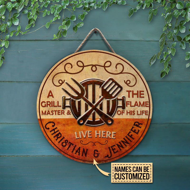 Grilling Grill Master Custom Personalized Wood Door Sign