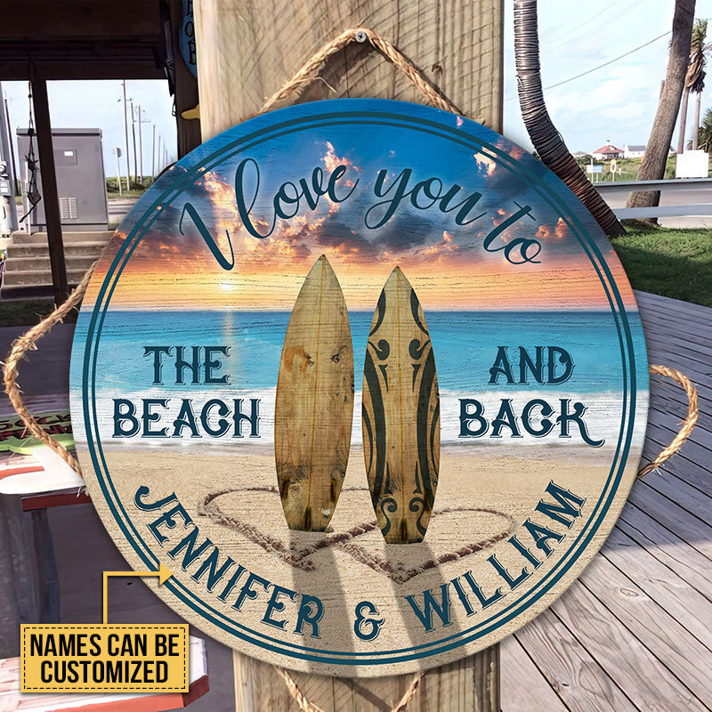 Surfing I Love You Custom Personalized Wood Door Sign