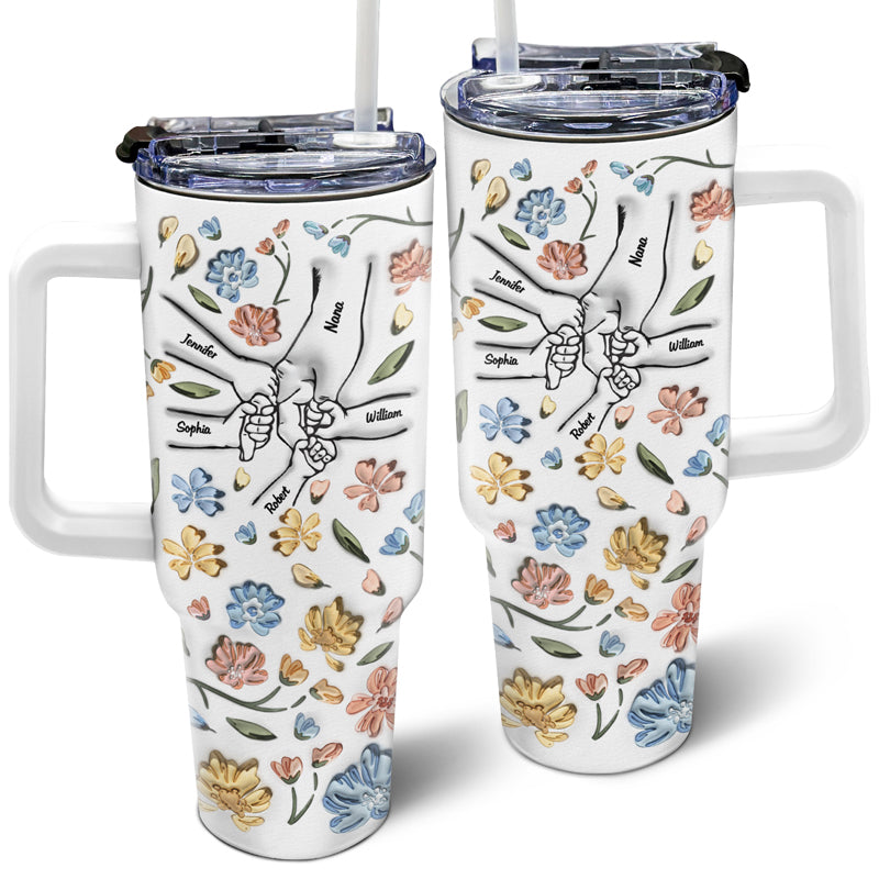 Hand In Hand I Will Always Protect You Custom Mom Grandma Gift Personalized 40oz Tumbler