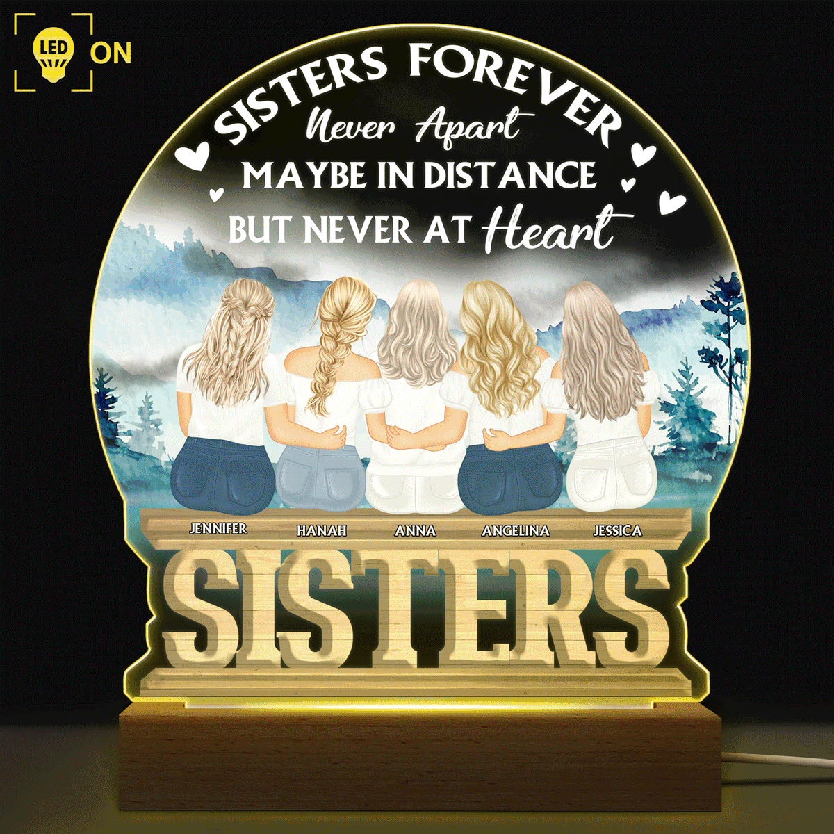 Sisters Forever Never Apart Custom Sisters Bestie Personalized Shaped ...