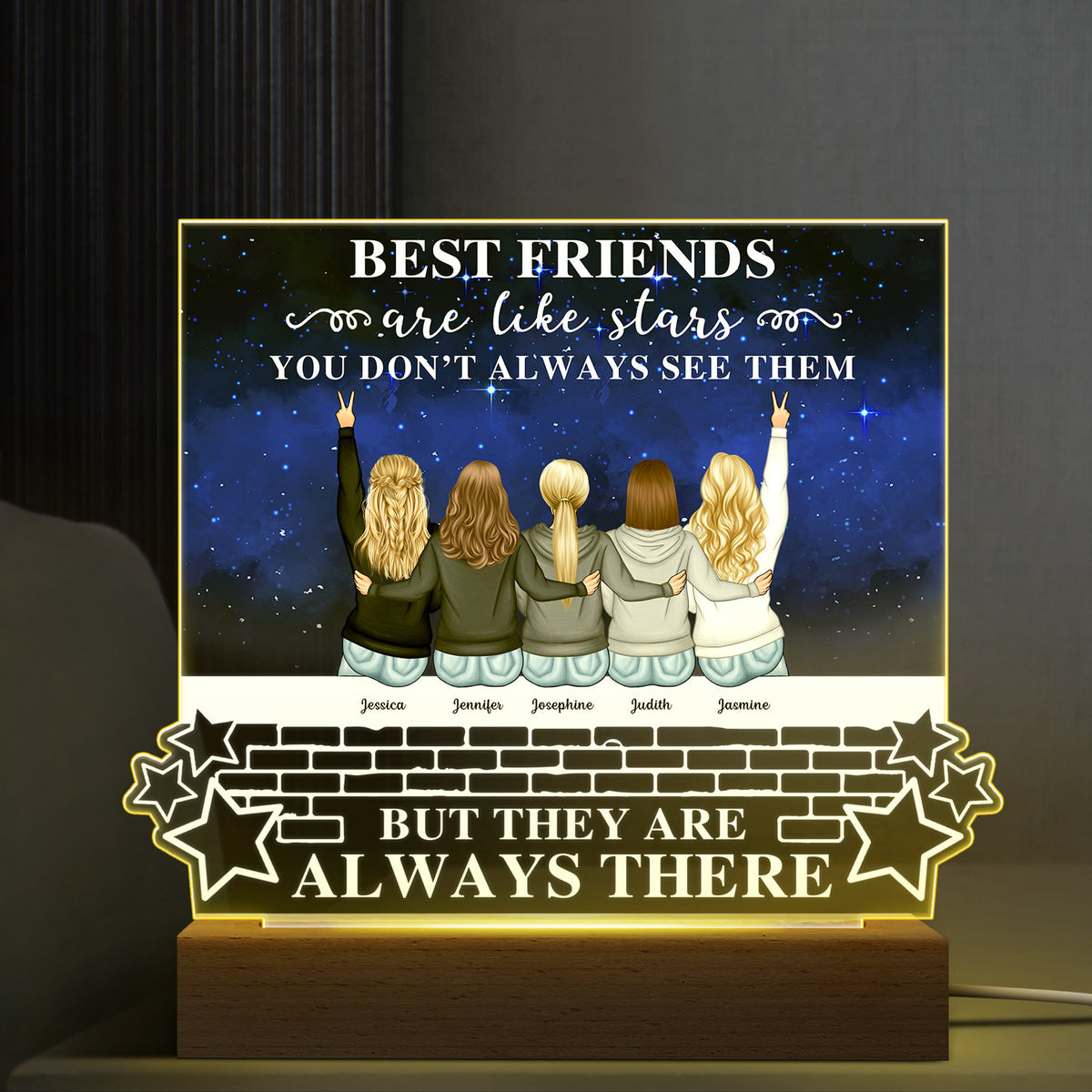 Like Stars Custom Sisters Besties Bff Friends Personalized Shaped Plaque Light Bases