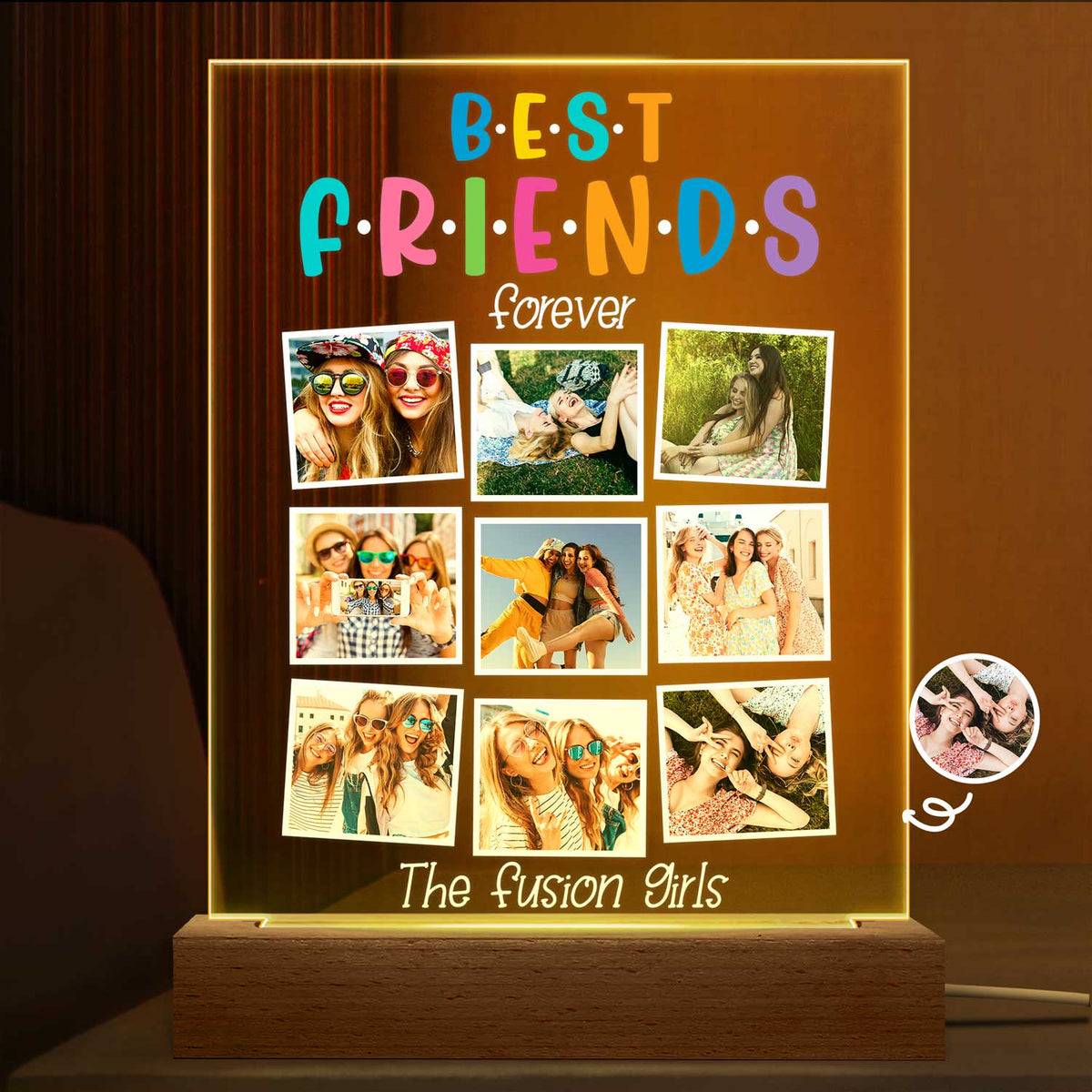 Custom Photo Best Friends Forever Bff Besties Gift Personalized Shaped Plaque Light Bases