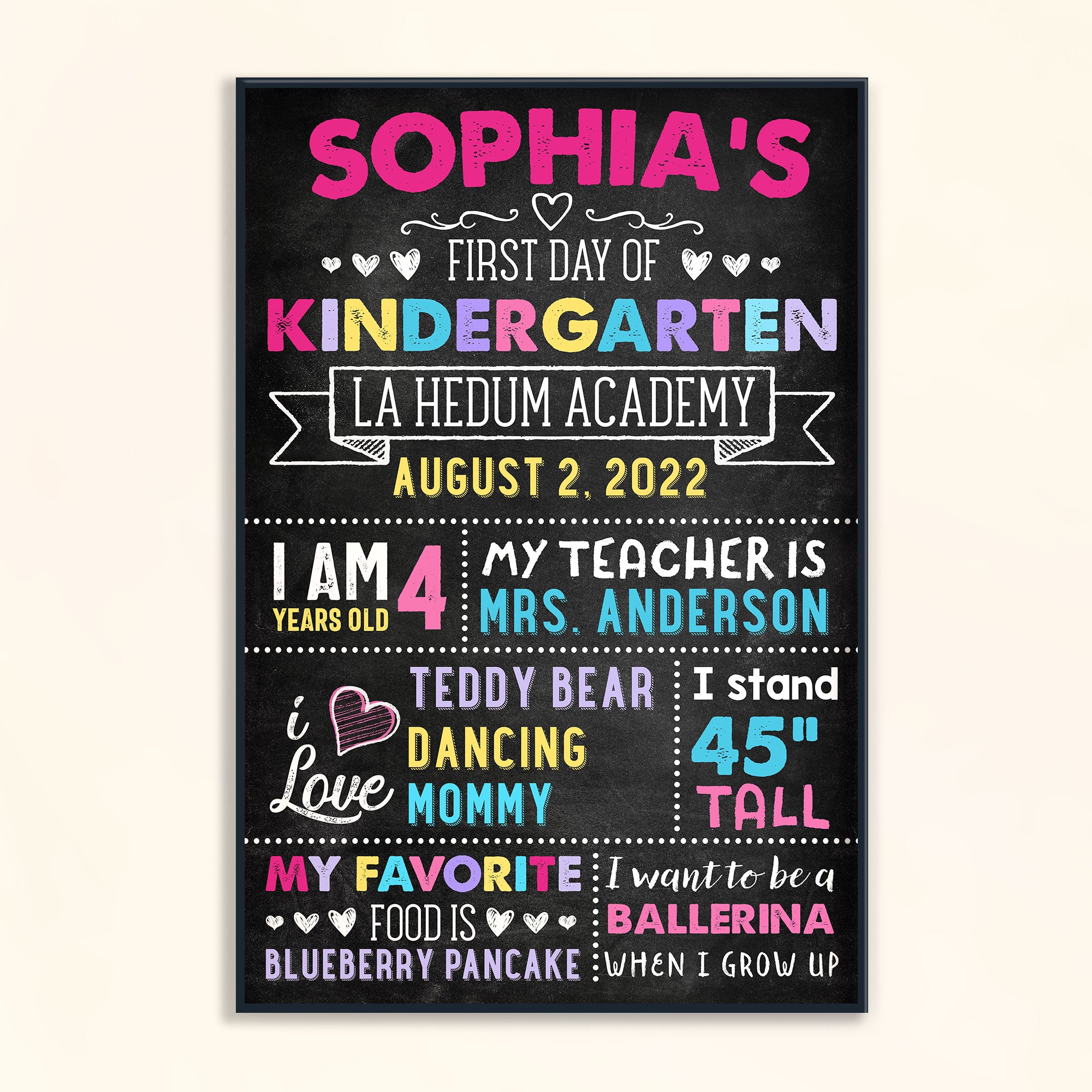 First Day Of School Sign - Personalized Poster - Back To School Gift For Kids