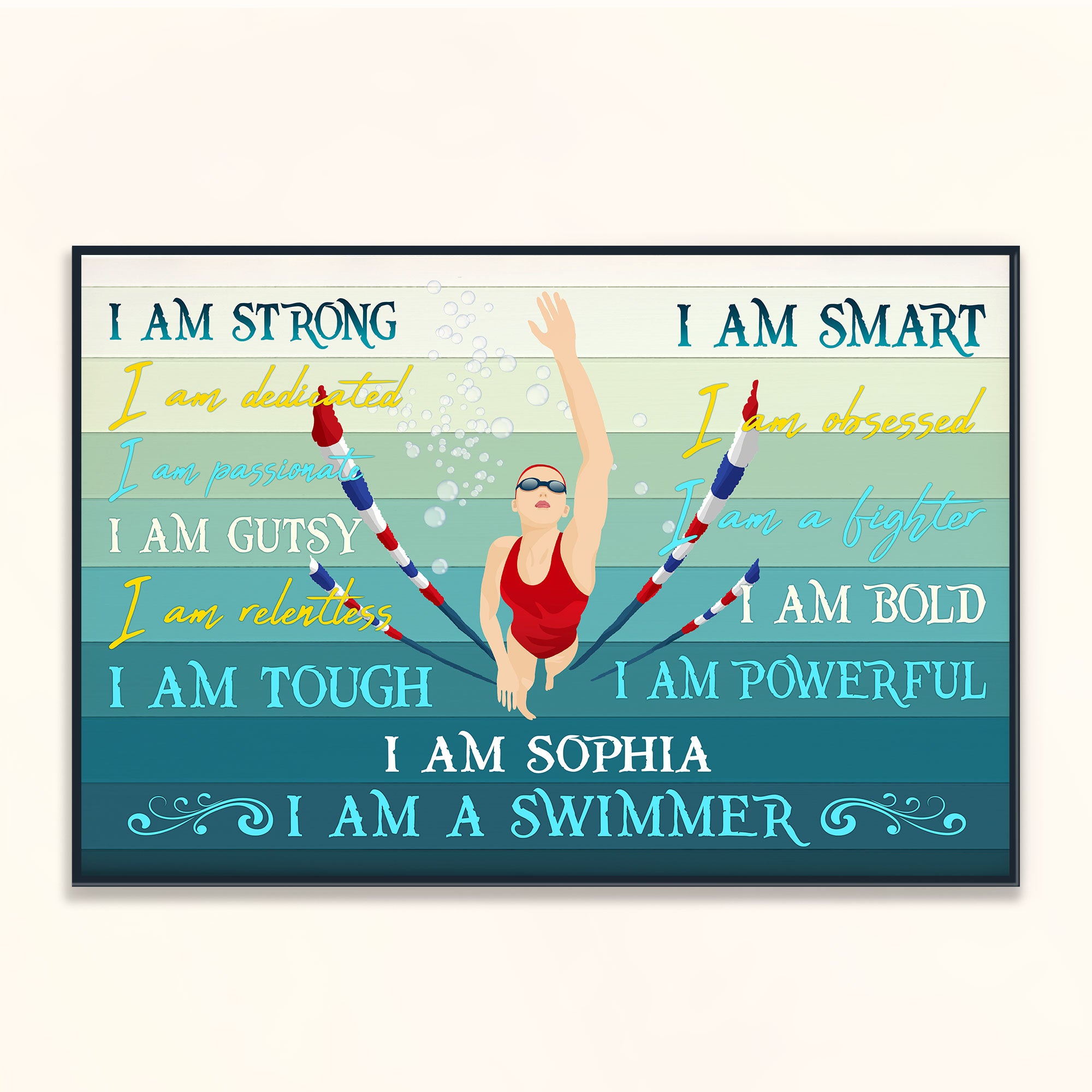 I Am A Swimmer - Personalized Poster - Birthday Gift For Swimmer. Swimming Lover