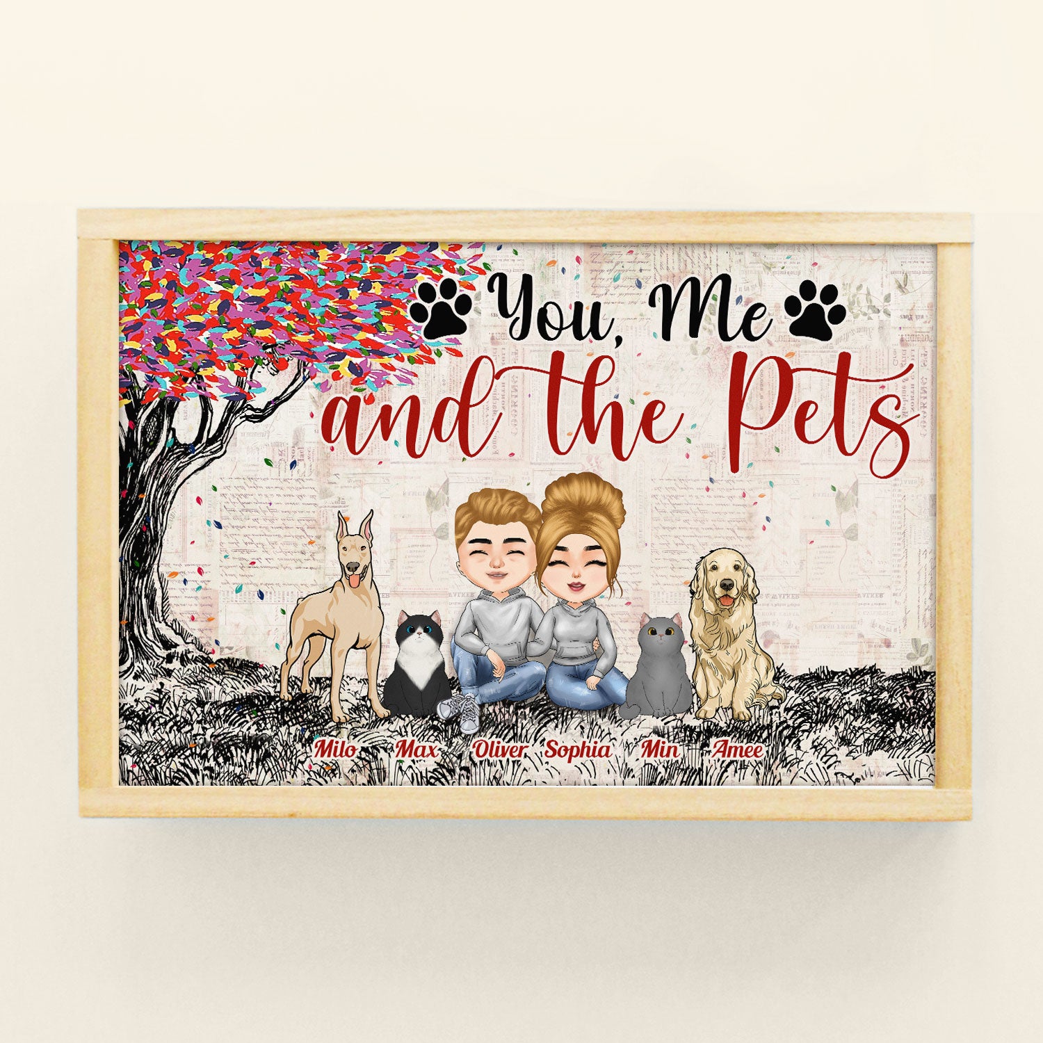 You, Me &amp; The Dog, Cat, Pet - Personalized Poster - Valentine Gift