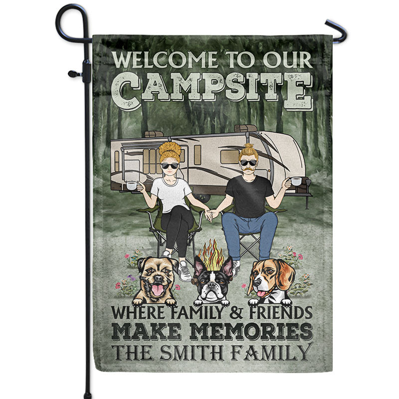 Camping Couple Welcome To Our Campsite Custom Pet Lover Personalized Flag