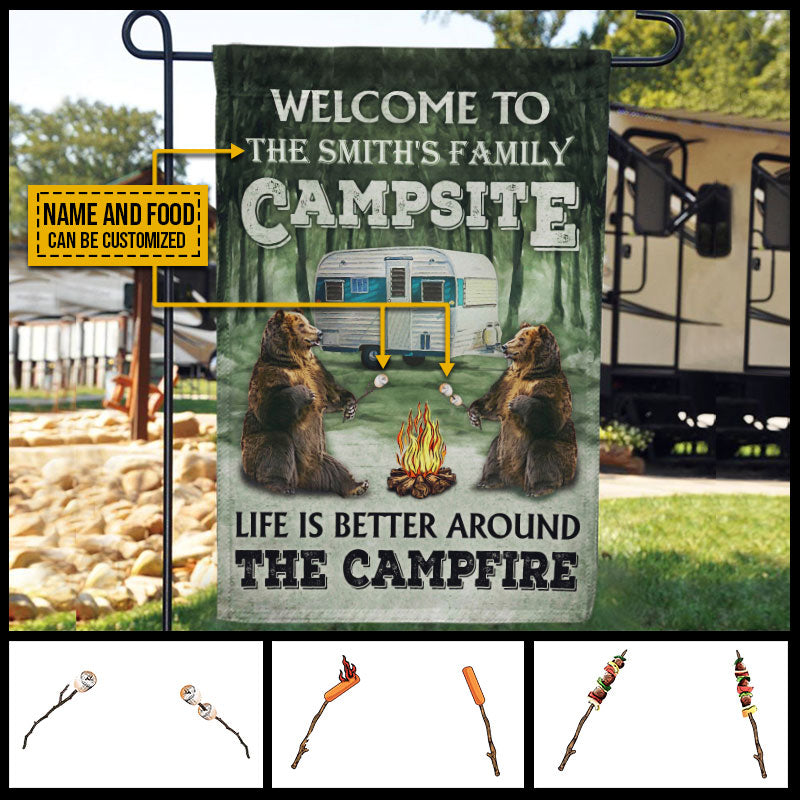 Camper Bear Life Is Better Around The Campfire Custom Food Custom Personalized Flag