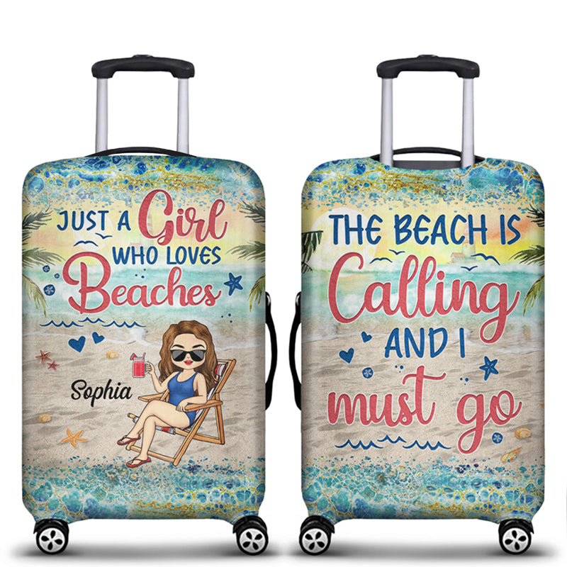 Just A Girl Who Loves Beaches Traveling Custom Gift For Women Personalized Luggage Cover