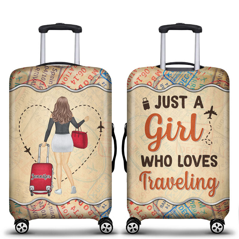 A Girl Who Loves Traveling Custom Gift For Travel Lovers Personalized Luggage Cover