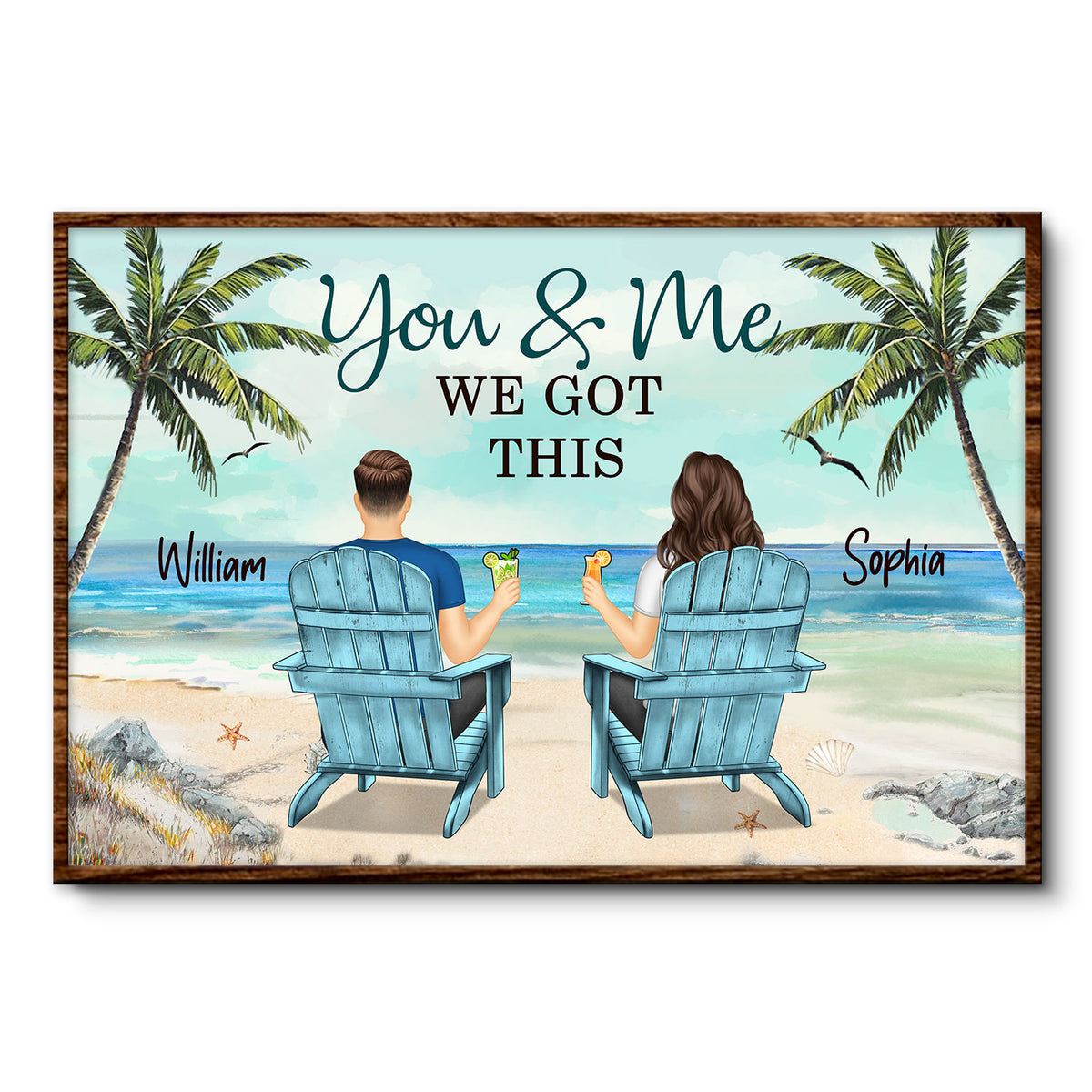 You And Me We Got This Back View Custom Couple Sitting Beach Landscape Personalized Poster
