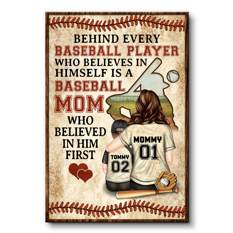 Baseball Mom Behind Every Baseball Player Custom Gift For Mother Personalized Poster