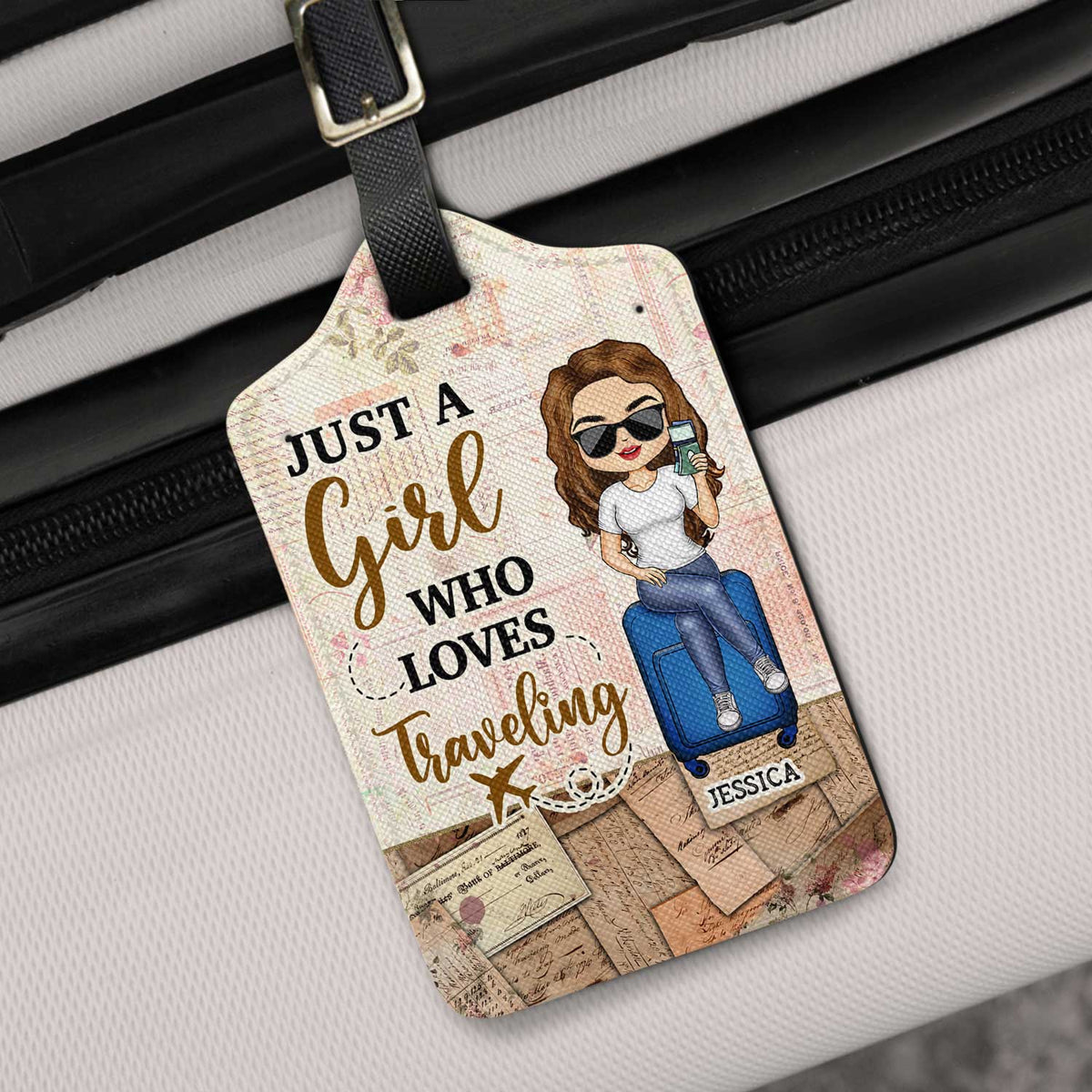 Just A Girl Who Loves Traveling Custom Gift For Travel Lovers Personalized Luggage Tag
